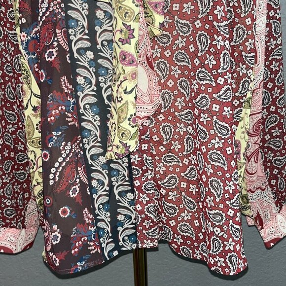 SOFT SURROUNDINGS LANGDON Paisley Patchwork Blouse Shirt Tie Front - NWT - PL - Picture 3 of 13